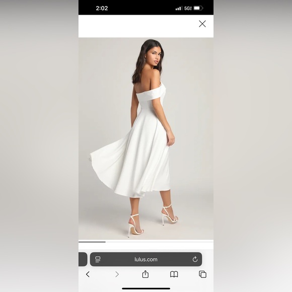 Lulu’s Sweet Elegance White Off-Shoulder Dress Women’s Small - Picture 2 of 9